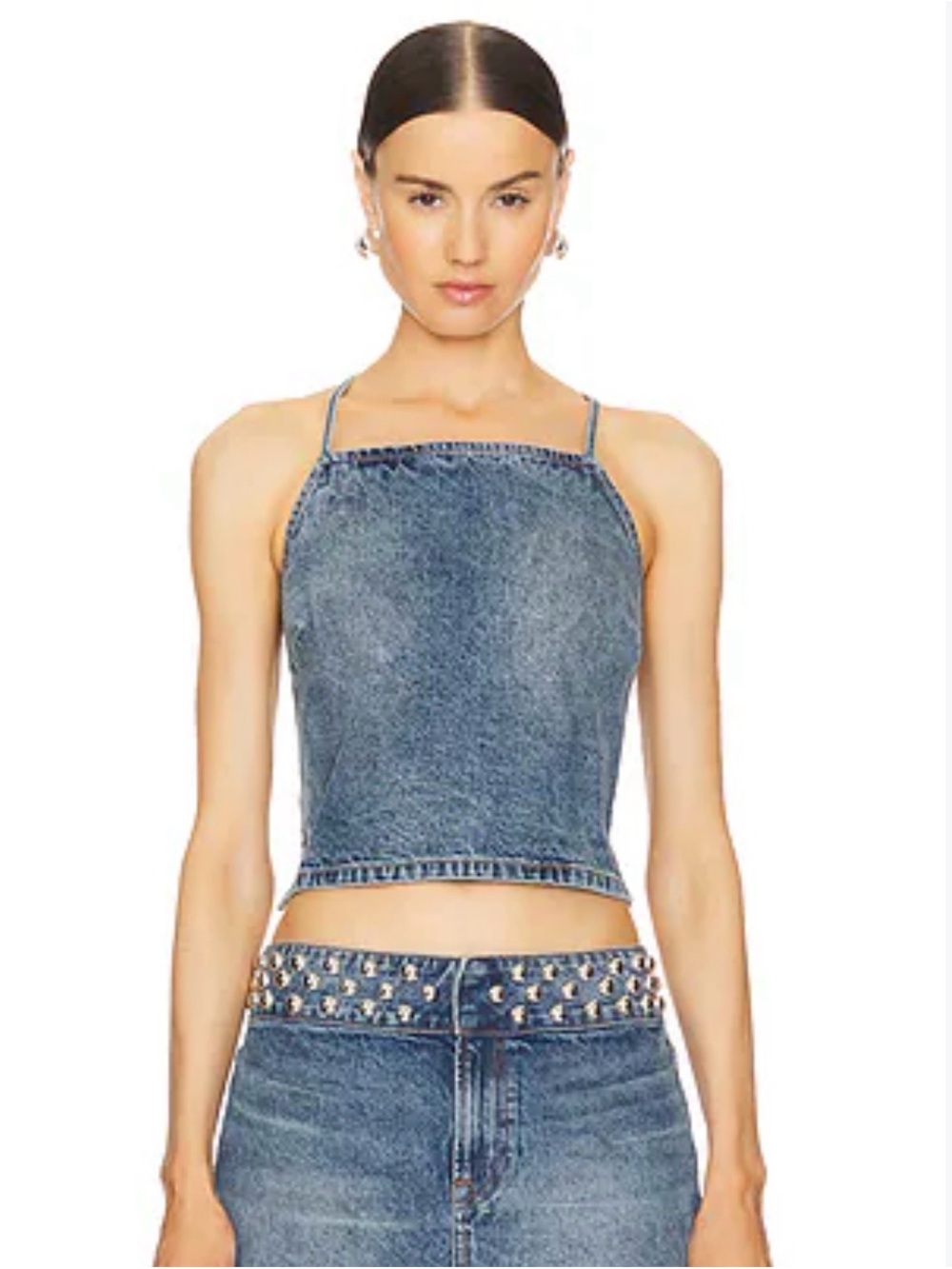 GRLFRND x Revolve Yoli Cross Back Denim Cami Crop Top XS